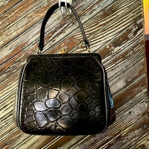 Vintages faux alligator print purse
